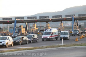 Il blocco al casello di Orte