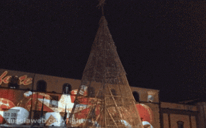 Viterbo - L'albero di Natale spento a piazza del comune - In piazza c'è pure Filippo Rossi