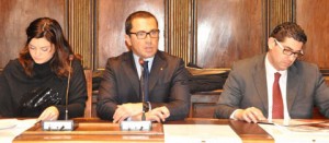 Micaela Rotelli, Andrea De Simone e Giacomo Barelli alla presentazione del calendario