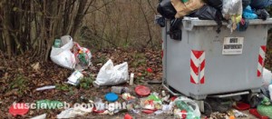 Un cassonetto in strada Novepani