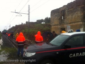 Il treno deragliato tra Tobia e Tre Croci