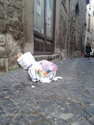 L'immondizia non raccolta a via Chigi