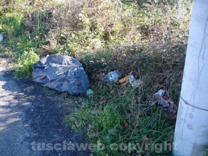 I rifiuti nella zona tra via Galvani e  il tribunale di Viterbo