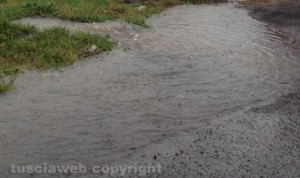 Maltempo - Una strada allagata a Ponte di Cetti