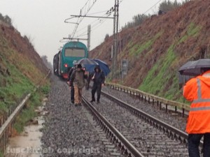 Il treno deragliato a Tre Croci