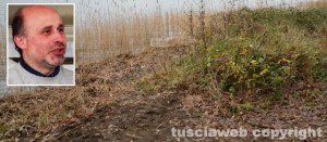 Il luogo sul lago di Vico dove è stato trovato il corpo del professore e nel riquadro Leonello Catalani