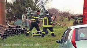 Monte Romano - Elicottero Aves - I soccorsi sul luogo dell'incidente