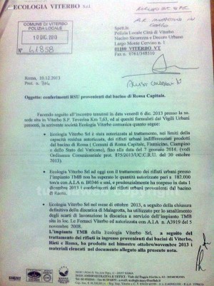 La lettera di Ecologia Viterbo al comune