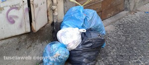 L'immondizia non raccolta a via Chigi
