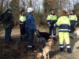 L'esercitazione con l'unità cinofila