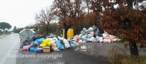 L'immondizia allo svincolo per la Superstrada