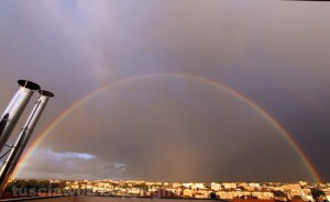 Lo spettacolare doppio arcobaleno su Viterbo