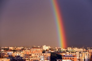 Lo spettacolare doppio arcobaleno su Viterbo