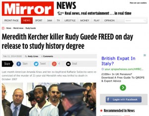 Il Daily Mirror con la notizia su Guede