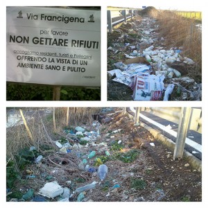 Sporcizia e degrado sulla Via Francigena