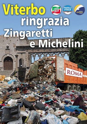 Rifiuti a Viterbo, il manifesto di protesta contro la Regione
