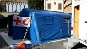 Il posto medico della croce rossa durante il Carnevale a Viterbo
