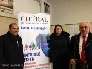 Paolo Toppi, Luisa Cambella e Alvaro ricci alla presentazione della nuova biglietteria Cotral