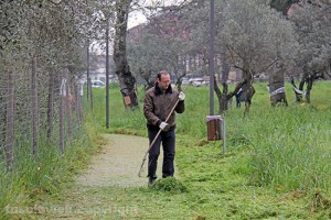 Volontari al lavoro al parco di santa Barbara