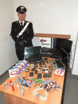 La refurtiva recuperata dai carabinieri di Civitavecchia