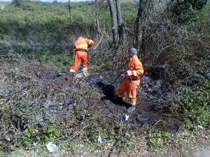 Volontari Aeopc nella bonfica dell'incendio a Tarquinia