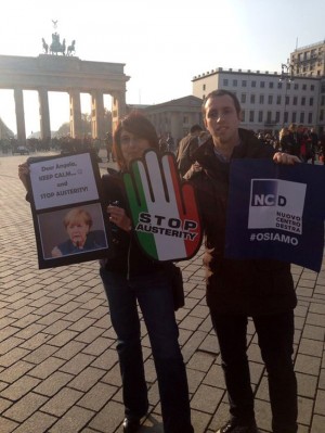 Roberta Angelilli (Ncd) al flsh mob a Berlino