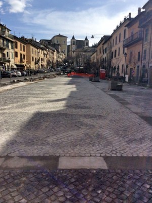 I lavori in piazza Buratti a San Martino al Cimino