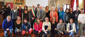 Il sindaco Mazzola con i docenti delle delegazioni del Comenius