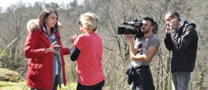 Le riprese a Norchia con il vicesindaco Luisa Ciambella