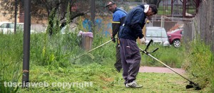 Volontari al lavoro al parco di santa Barbara