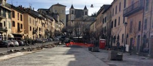 I lavori in piazza Buratti a San Martino al Cimino