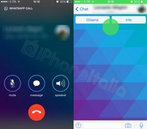 La schermata delle chiamate su Whatsapp pubblicata dal sito iPhone Italia