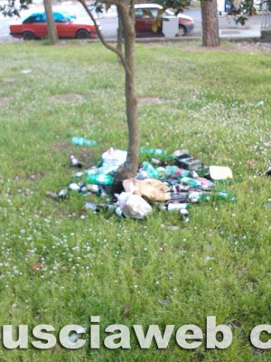 Immondizia nel parco di porta Romana