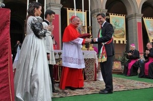 Il cardinale Parolin con il sindaco Bambini