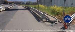 Il guard rail sulla Tuscanese
