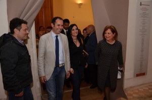 Il sindaco Sergio Caci con il sottosegretario ai beni culturali Francesca Barracciu e il soprintendente per i beni archeologici dell'Etruria meridionale Alfonsina Russo