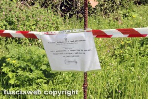 Il cartello di sequestro a uno dei depuratori di Vitorchiano