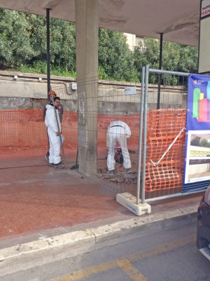 I lavori alla pensilina del Sacrario
