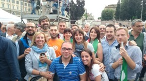 Pd - Egidi & c. al comizio di Mateo Renzi a piazza del Popolo a Roma