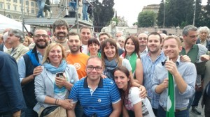 Pd - Egidi & c. al comizio di Mateo Renzi a piazza del Popolo a Roma