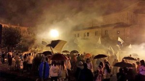 La festa in piazza dopo la promozione del Tuscania Volley in A2