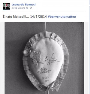 L'annuncio della nascita del figlio di Leonardo Bonucci
