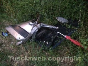 La Panda distrutta nell'incidente sulla Carcarelle