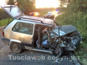 La Panda distrutta nell'incidente sulla Carcarelle