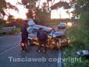 La Panda distrutta nell'incidente sulla Carcarelle
