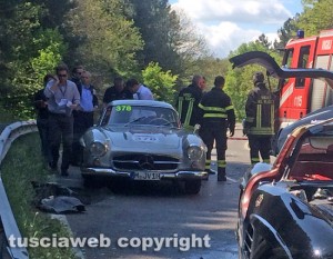 Incidente sulla Cimina, coinvolta auto storica della Mille miglia