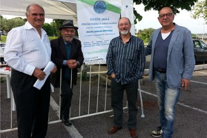 da sx: il candidato sindacoAlberto  Bianchini, il candidato alle europee Antonio Vento, il consigliere provinciale Giovanni Francola,  il promotore della lista civica Mario Ficorella