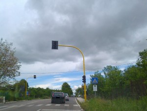 Uno dei semafori posizionati sulla Cassia