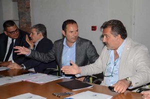 Il sindaco Sergio Caci all'incontro di questa mattina 