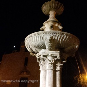 Una delle splendide fontane di Viterbo in notturna